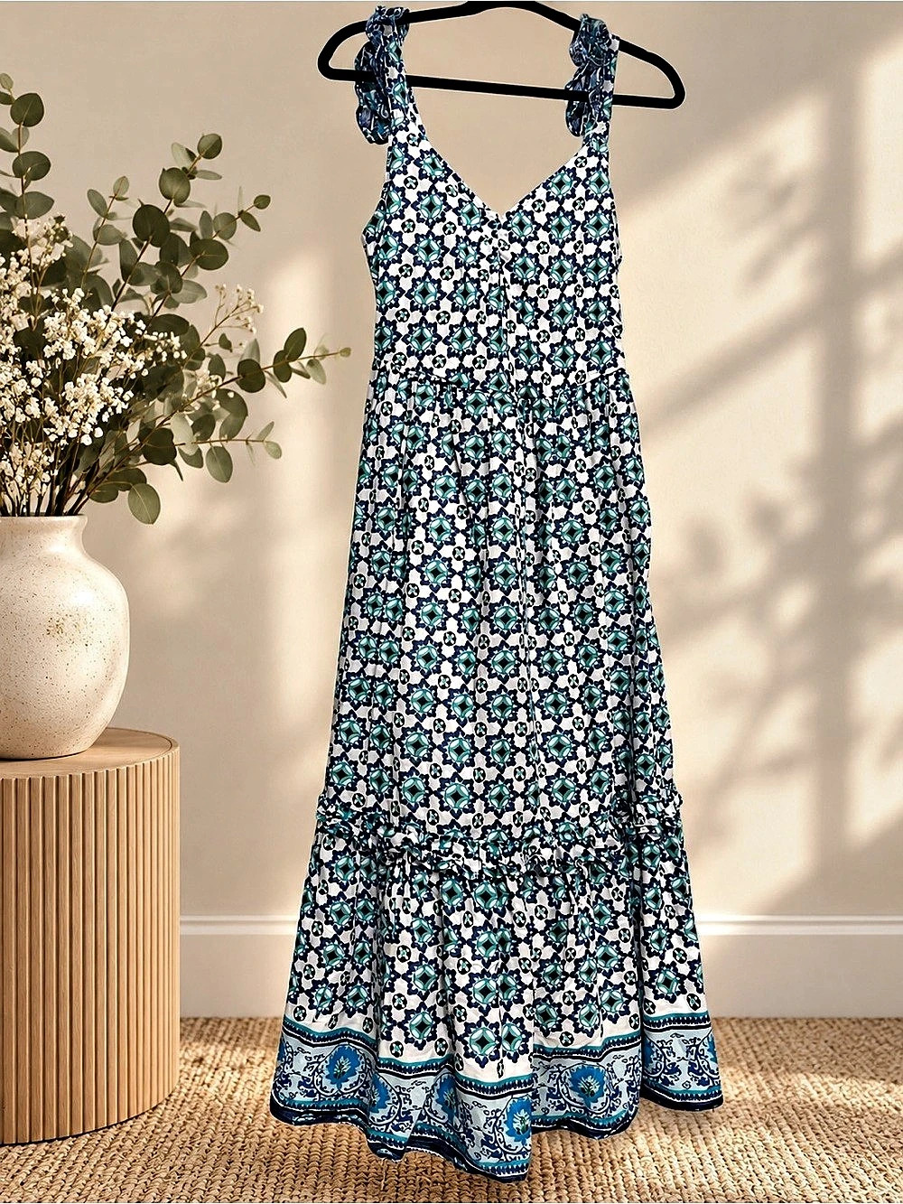 Lucky Brand Floral Maxi Dress in Blue & White Size Small